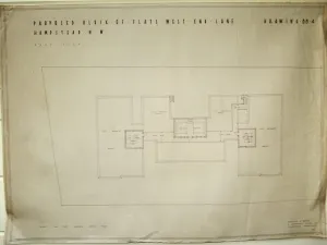 1935 Marshall & Tweedy Architect Drawings West End Lane Hampstead 88.4 Roof Plan