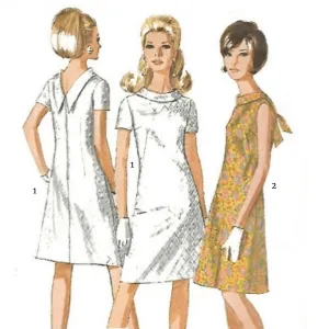 1960s Pattern: Mod A-Line, V-Back, Jiffy Dress 'Easy to Sew' - Multi-sizes