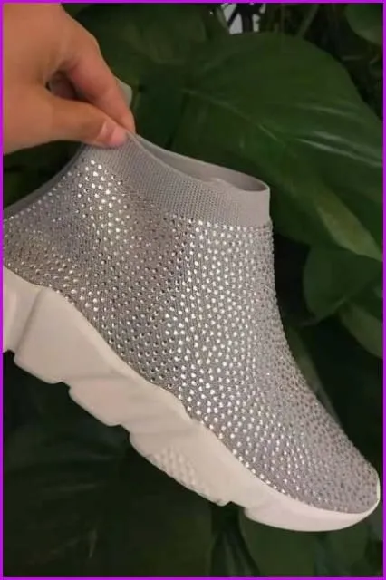7 Colors Rhinestone Crystal Sock Boots Sneakers F175
