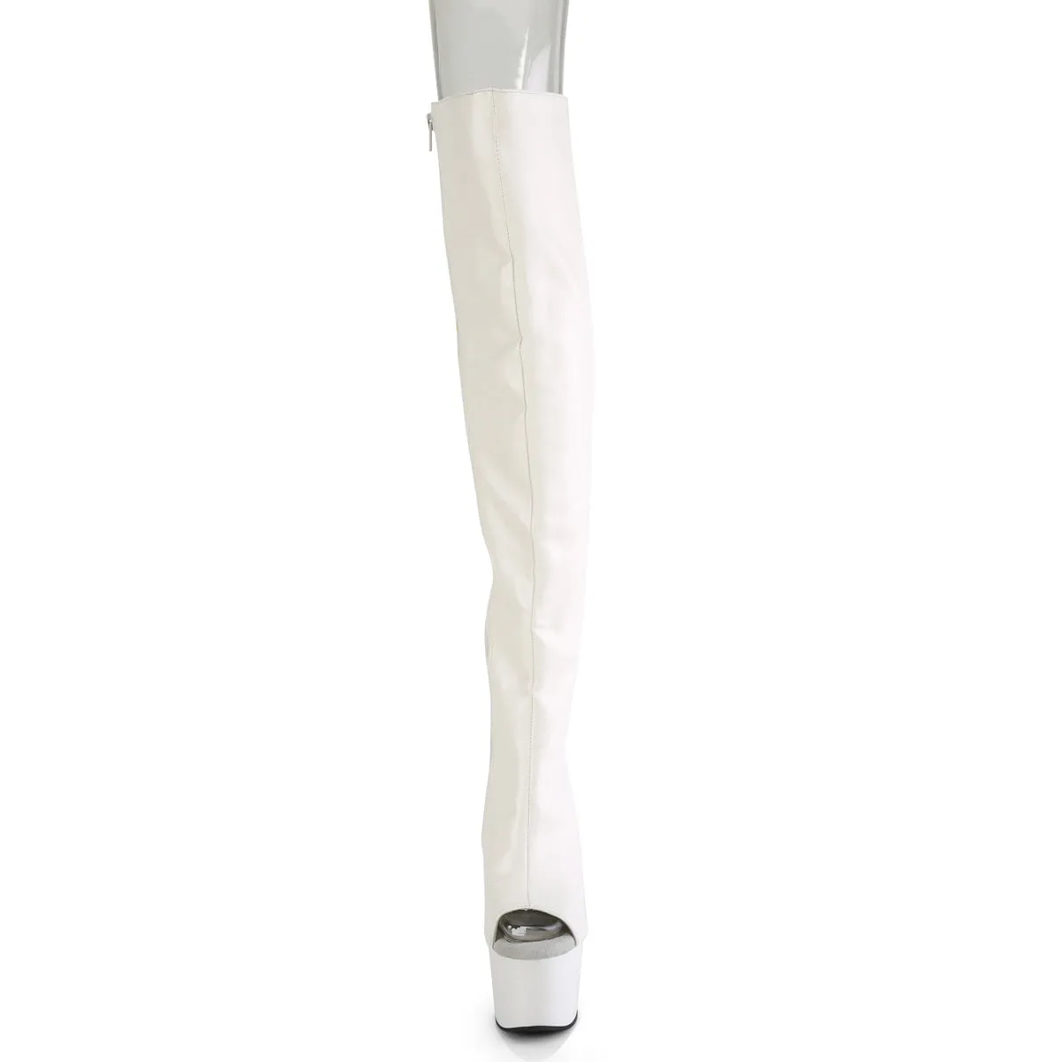 ADORE-3019 Pleaser White Faux Leather Sexy Platform Shoes (Pole Dancing Heels)