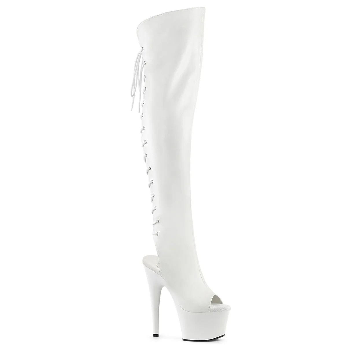 ADORE-3019 Pleaser White Faux Leather Sexy Platform Shoes (Pole Dancing Heels)