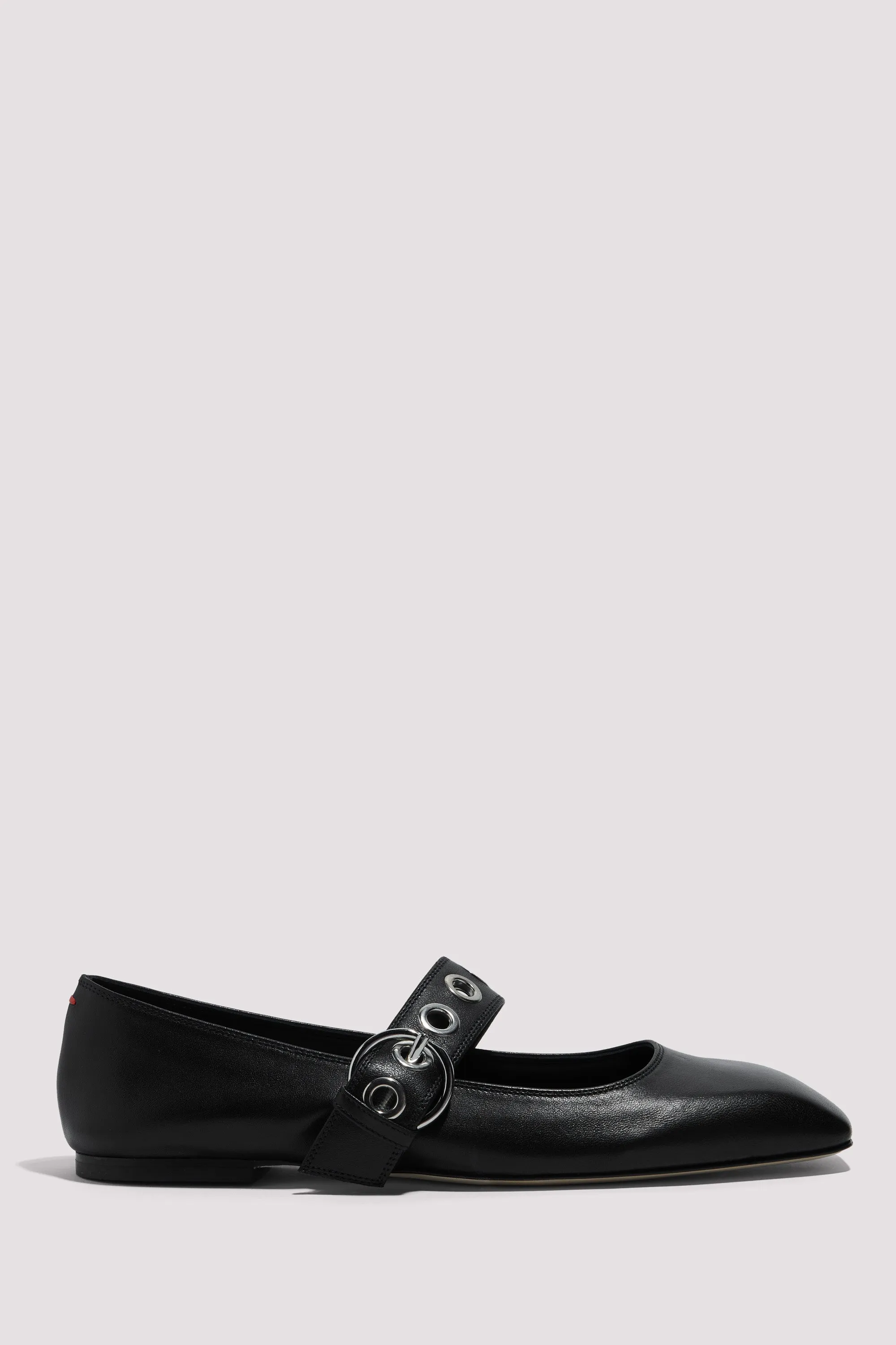 Black Uma Eyelet Nappa Leather Ballerina Pumps