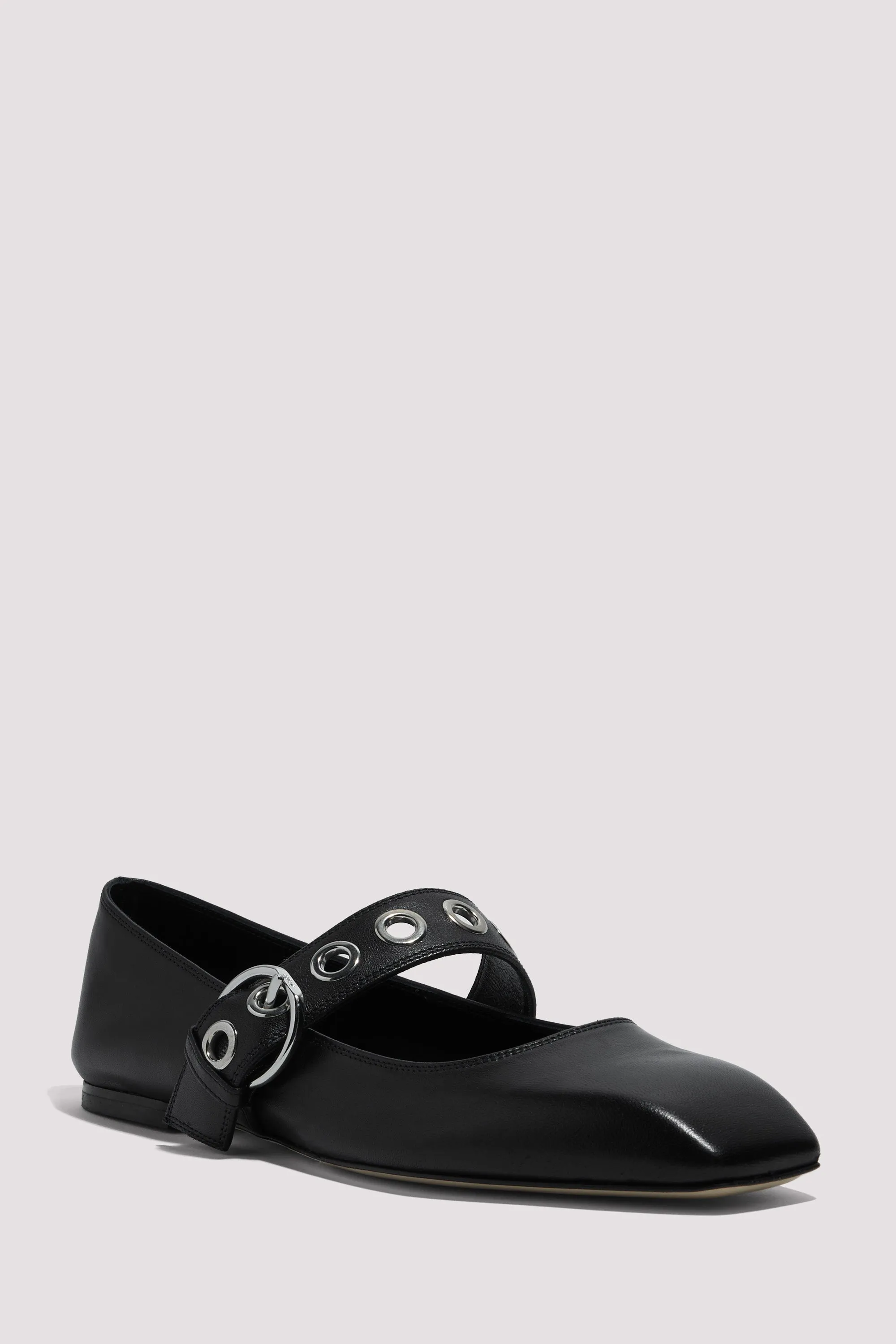 Black Uma Eyelet Nappa Leather Ballerina Pumps