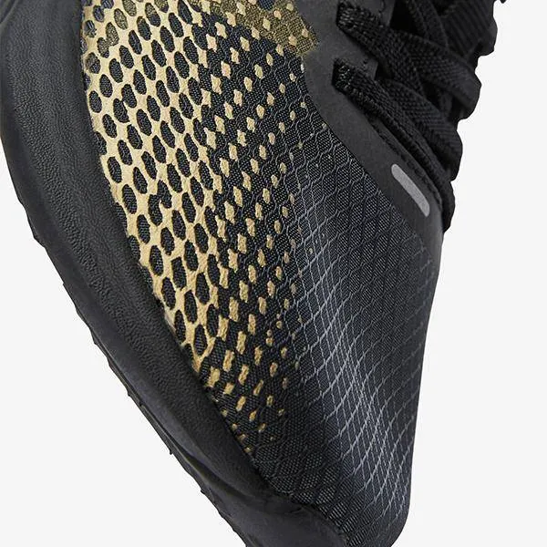 Black/Gold Elastic Lace Trainers (Older)