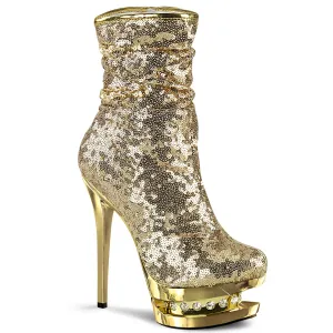BLONDIE-R-1009 Pleaser Gold Sequins Sexy Platform Shoes (Pole Dancing Heels)