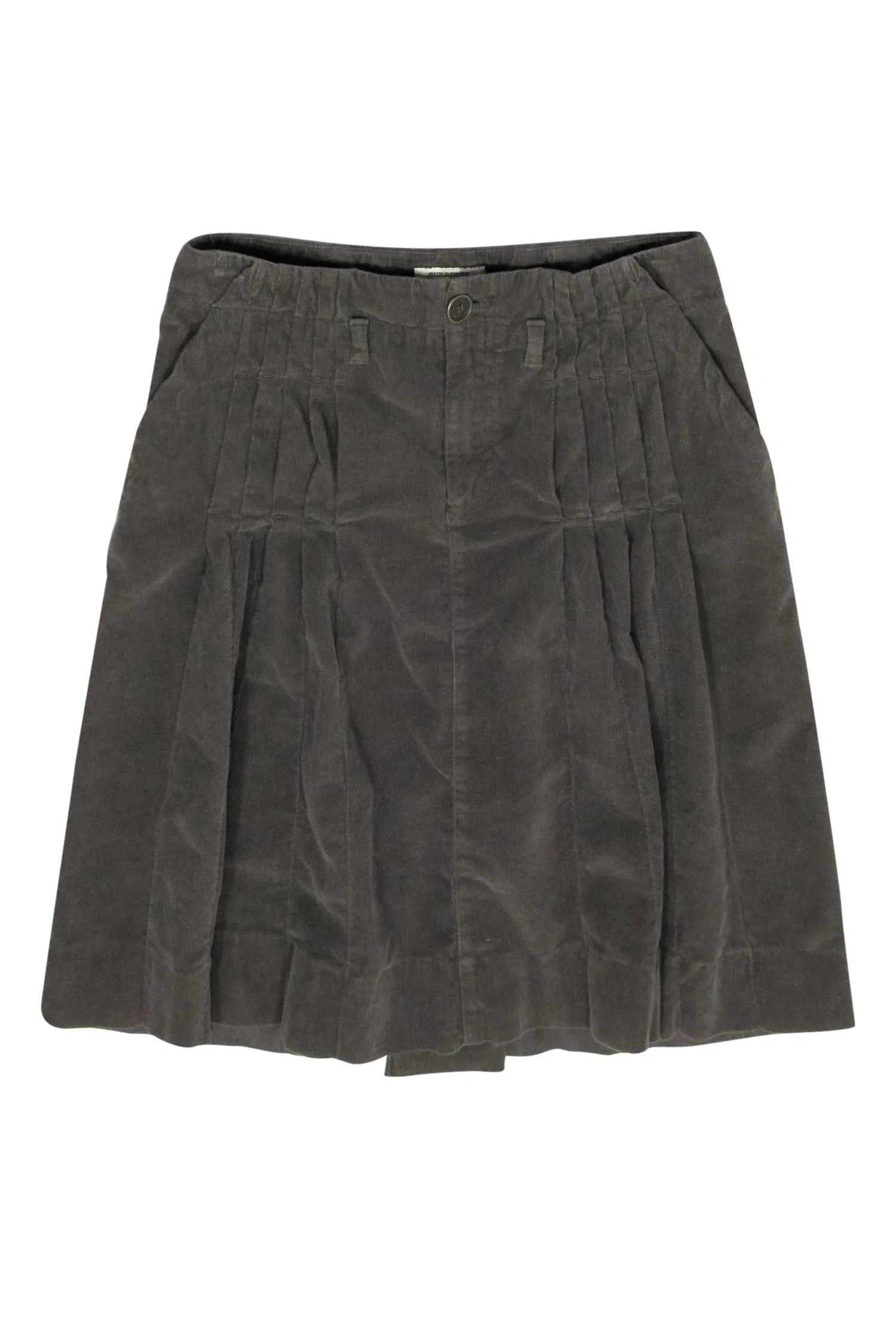 Burberry - Green Corduroy Pleated Knee Skirt Sz 4