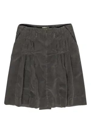 Burberry - Green Corduroy Pleated Knee Skirt Sz 4