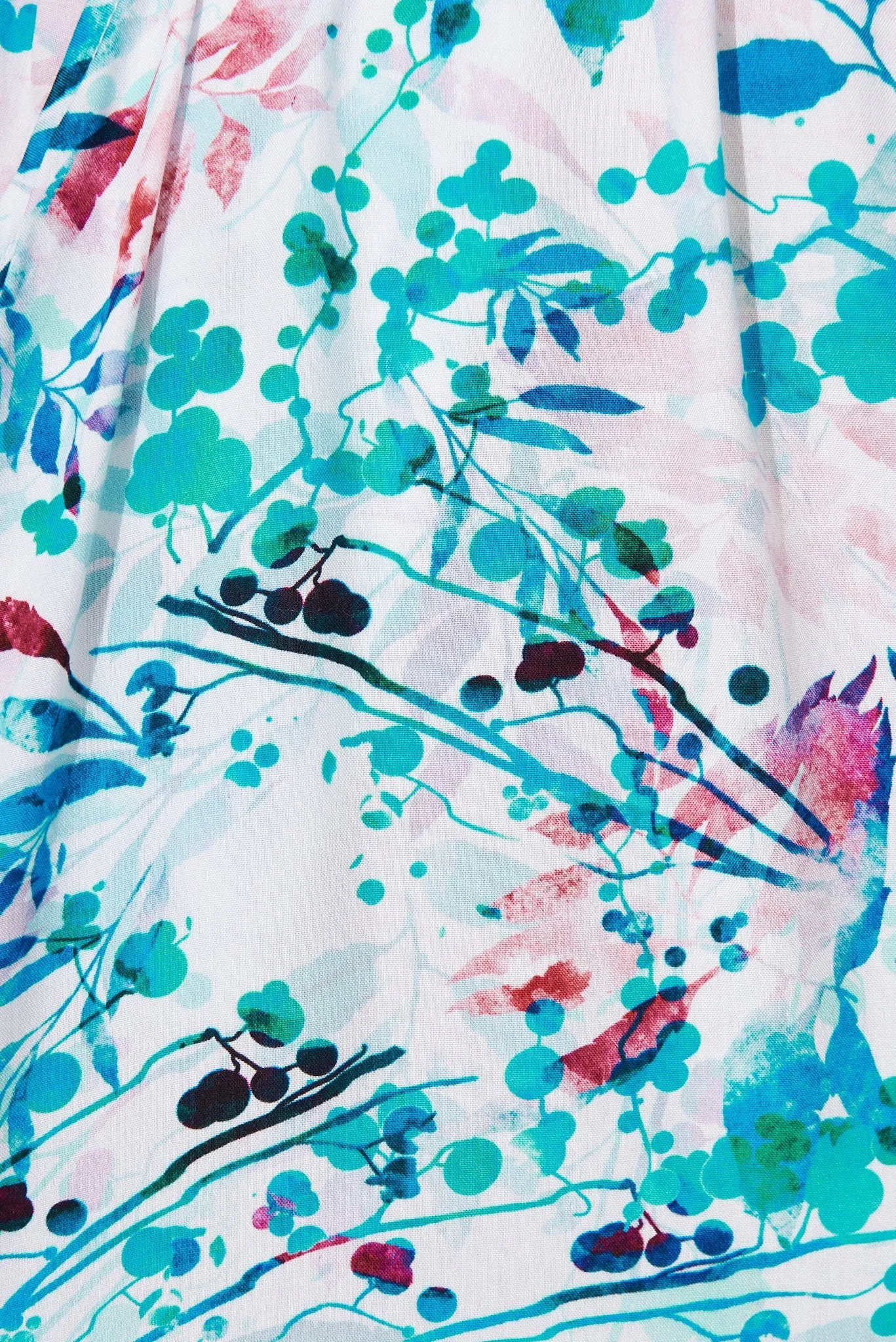 Clairie Maxi Dress In White With Teal Multi Watercolour Print