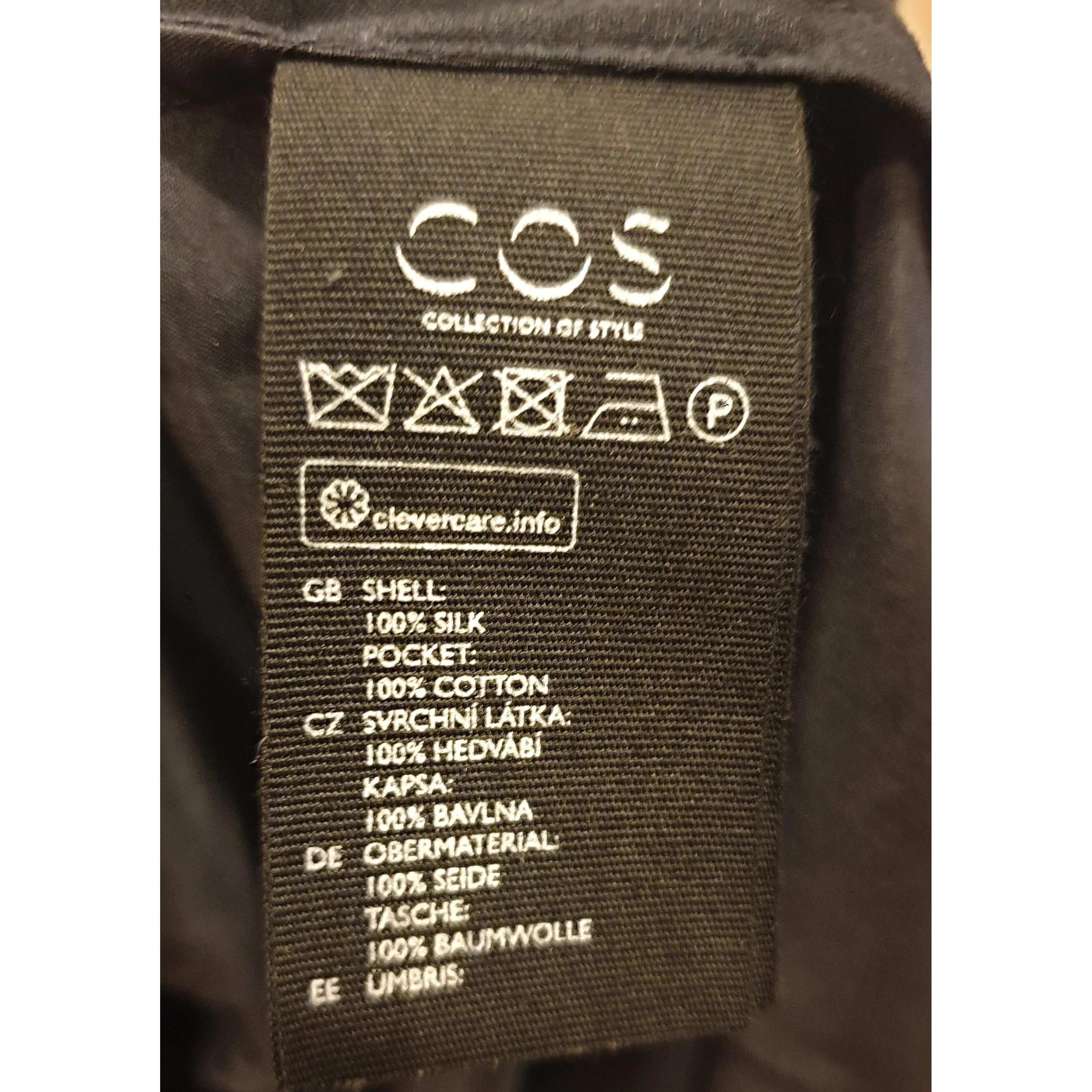 Cos black 100% silk long sleeve dress with bunching detail size S (best fits size 8)