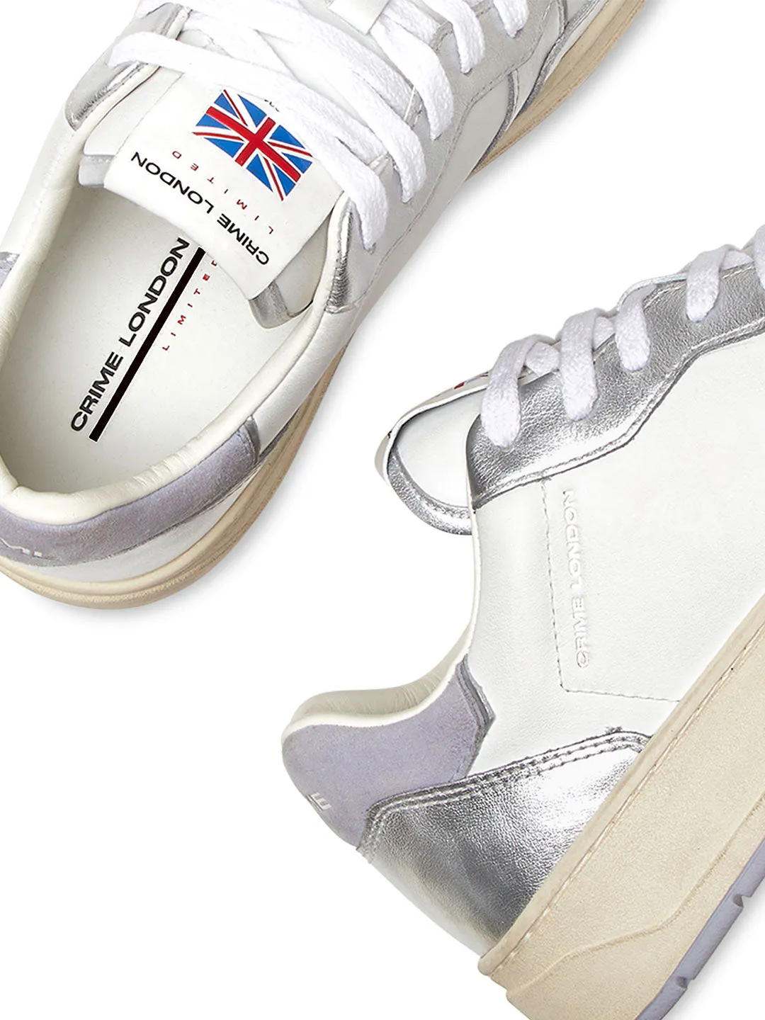 Crime Timeless To The Moon sneakers bianco con tab argento
