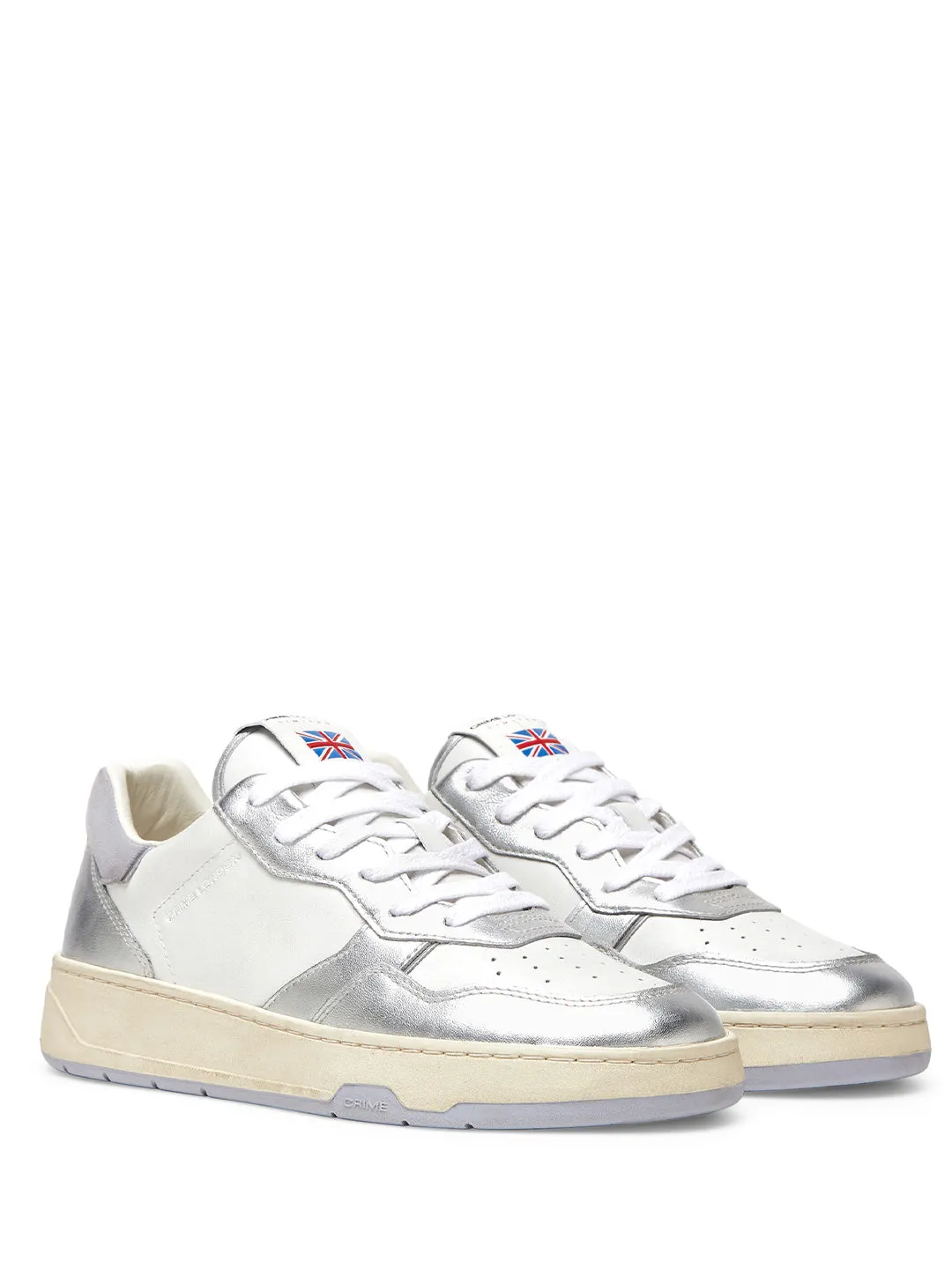 Crime Timeless To The Moon sneakers bianco con tab argento