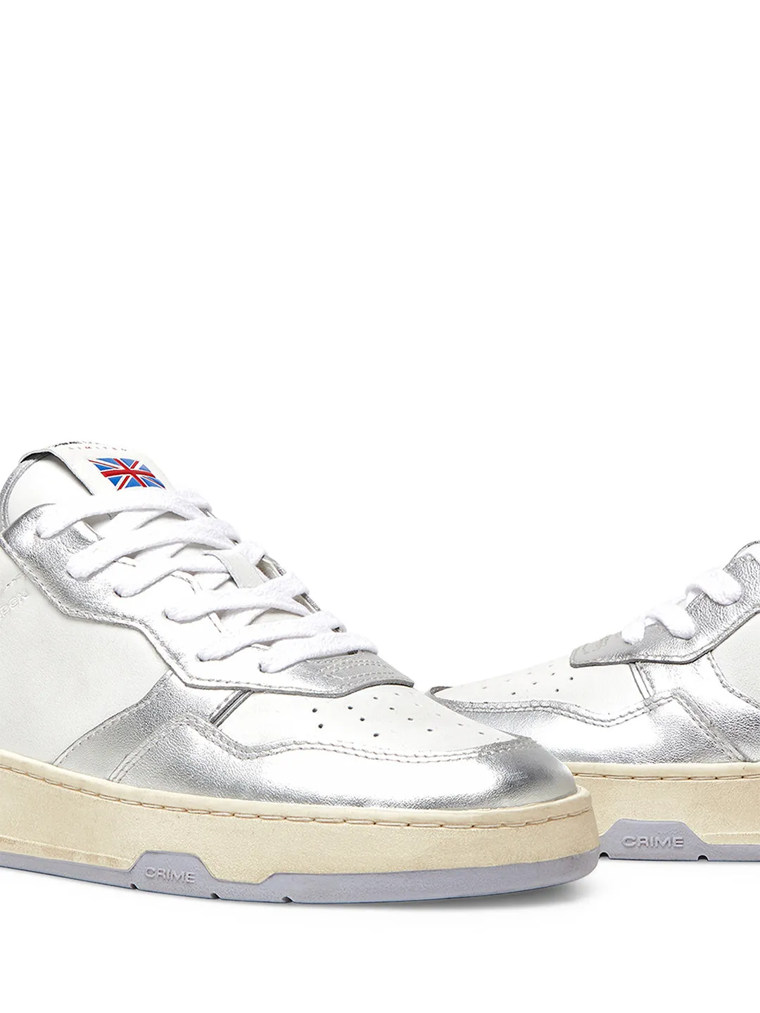 Crime Timeless To The Moon sneakers bianco con tab argento