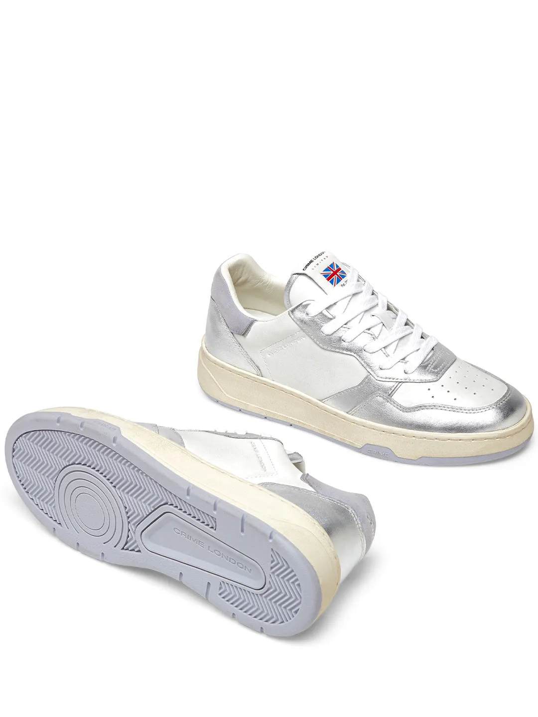 Crime Timeless To The Moon sneakers bianco con tab argento