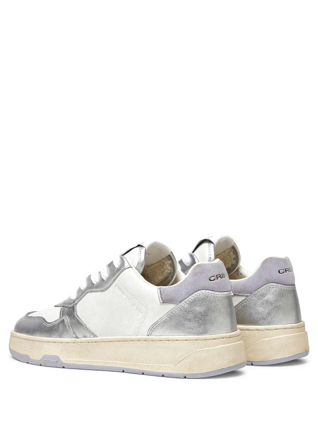 Crime Timeless To The Moon sneakers bianco con tab argento