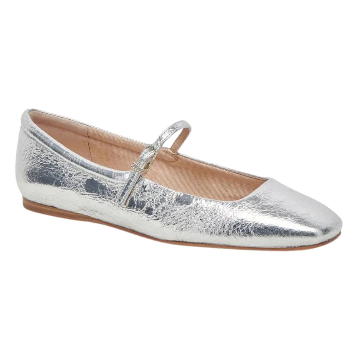 Dolce Vita Women's Reyes Ballet Flats Silver Distressed Leather