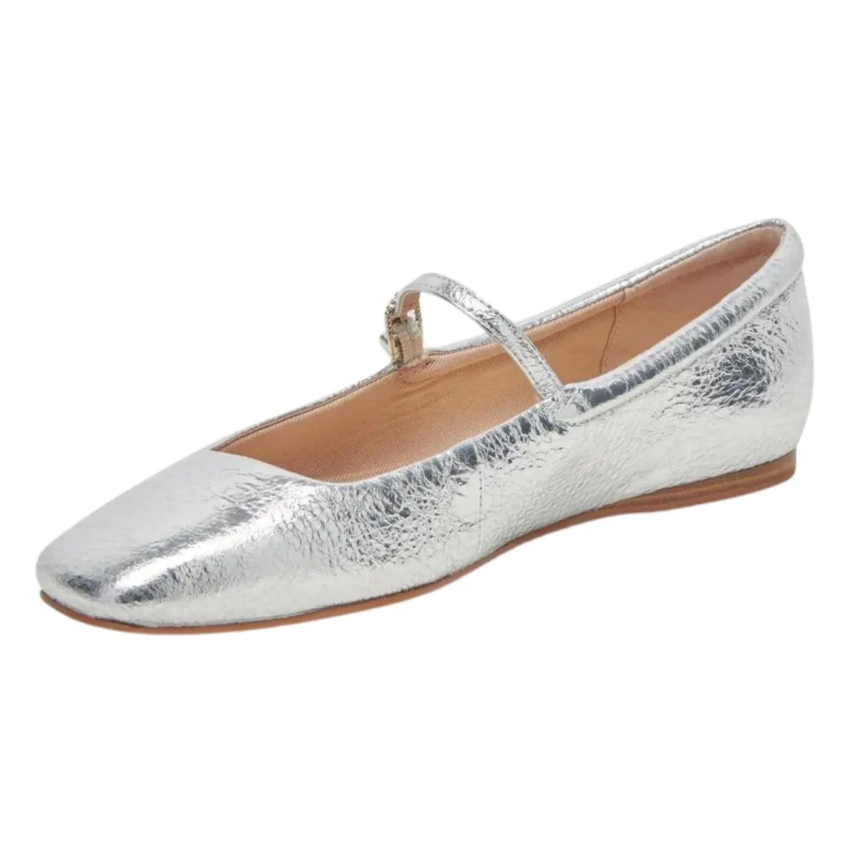 Dolce Vita Women's Reyes Ballet Flats Silver Distressed Leather