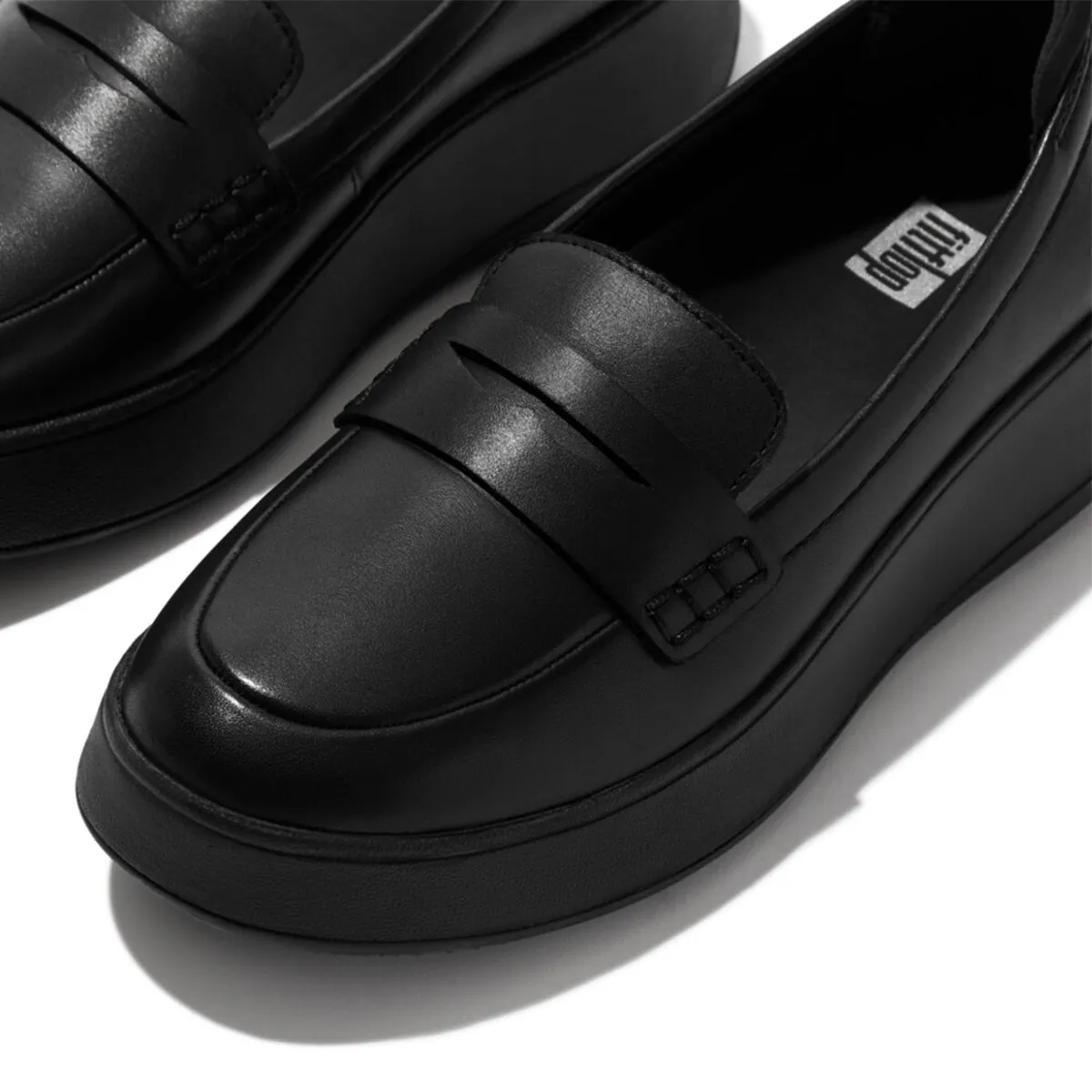 F-MODE Leather Flatform Penny Loafers