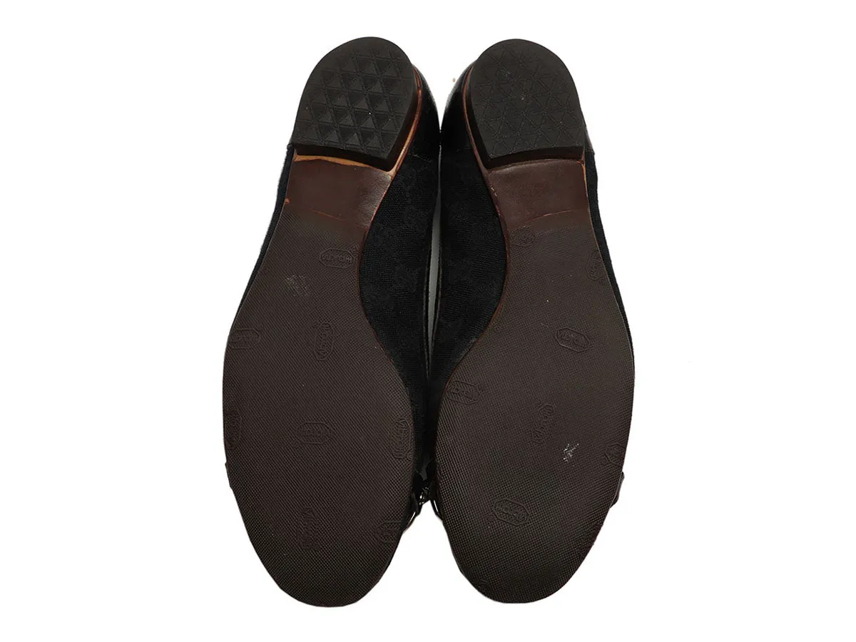 Gucci Black GG Canvas Bamboo Flats