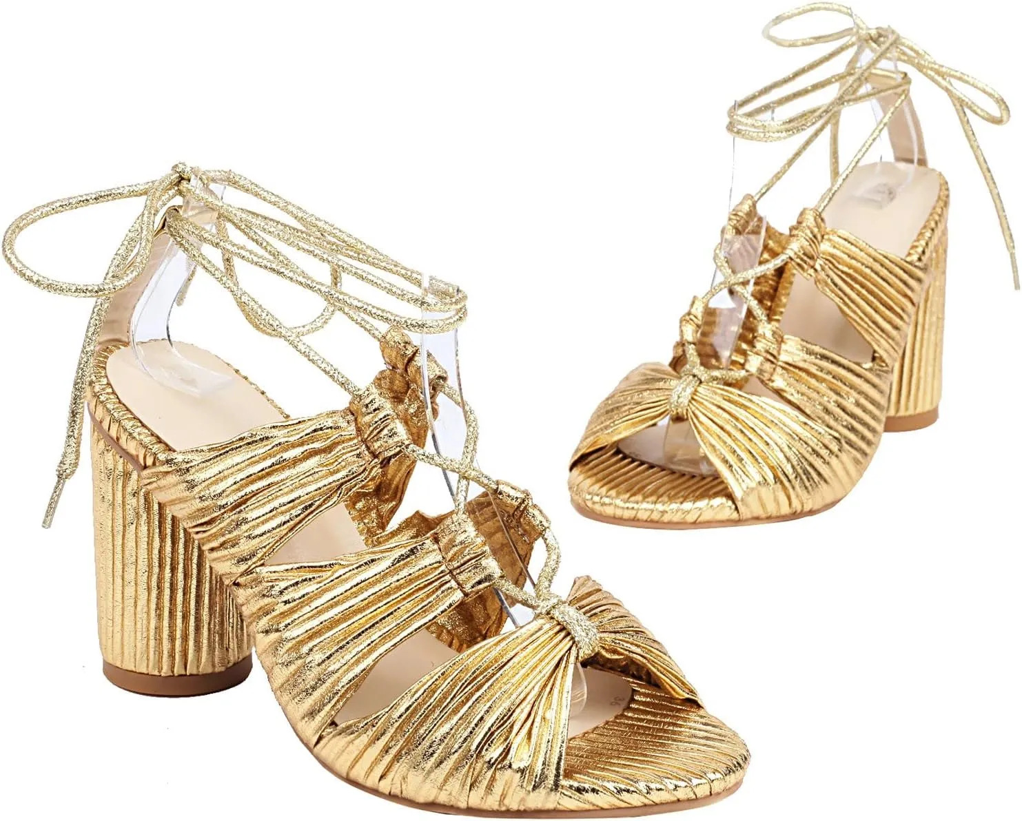Hbeylia Women's Latin Dance Shoes Fashion Peep Toe Cutout Lace Up Satin Professional Ballroom Salsa Practice Performance Dance Shoes High Heels