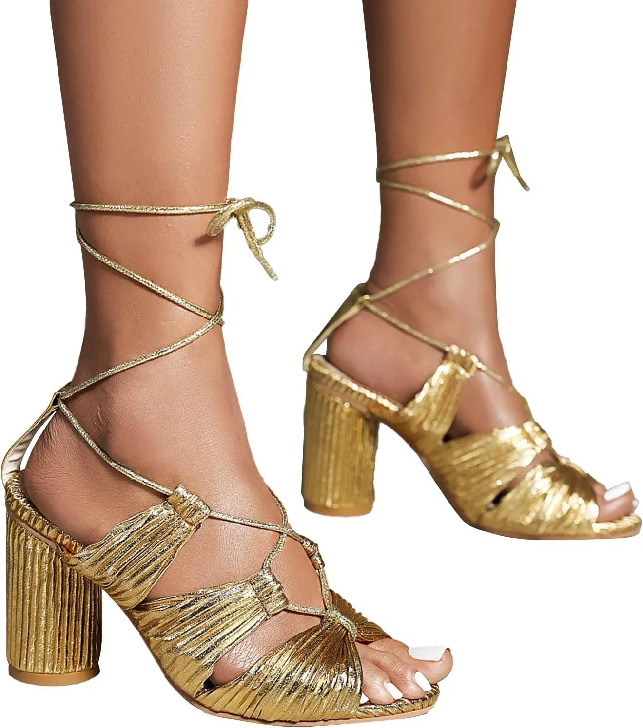 Hbeylia Women's Latin Dance Shoes Fashion Peep Toe Cutout Lace Up Satin Professional Ballroom Salsa Practice Performance Dance Shoes High Heels