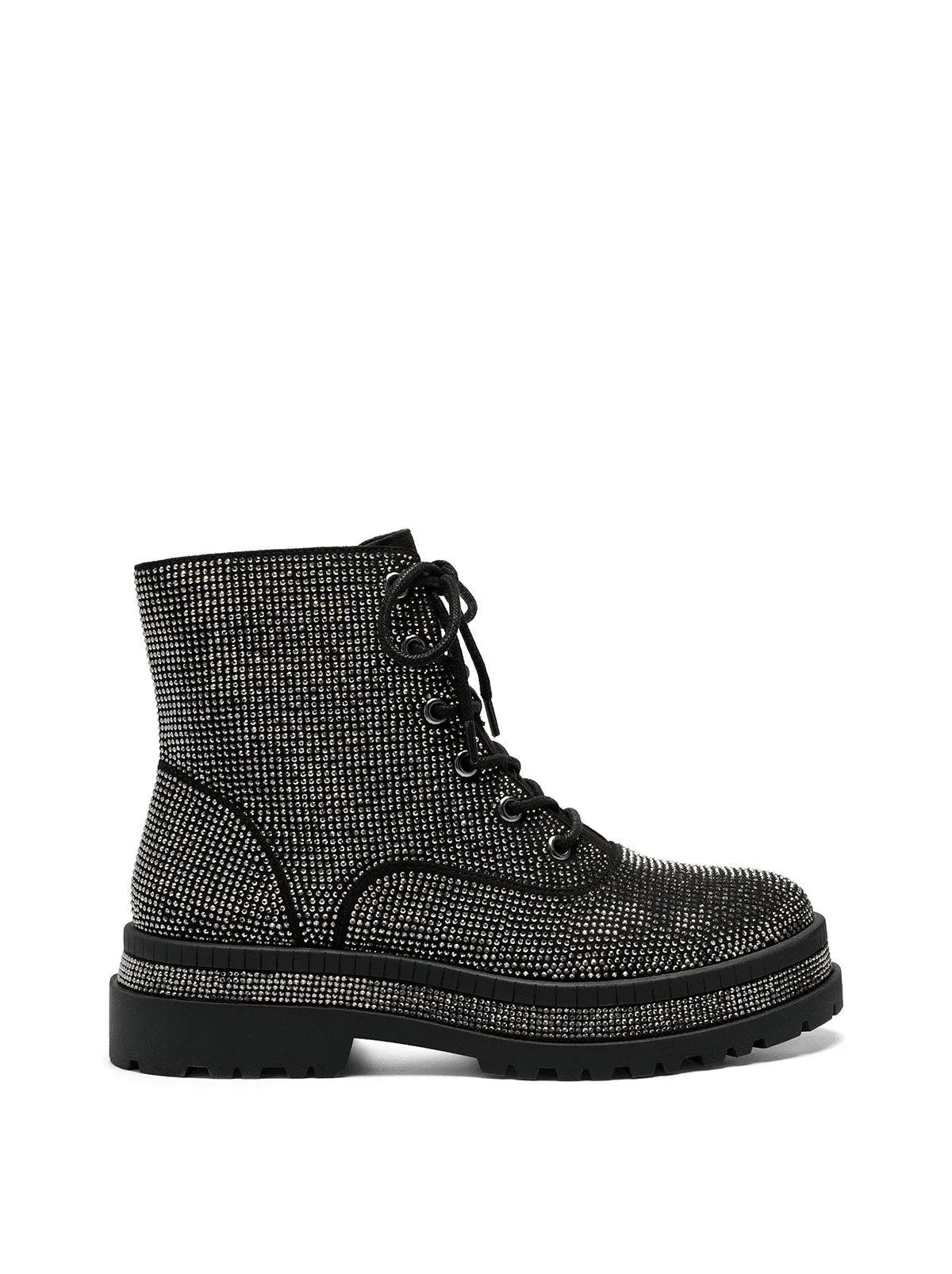 Jessica Simpson Enita2 Lace-Up Lug Sole Round-toe Platform Combat Boots Black