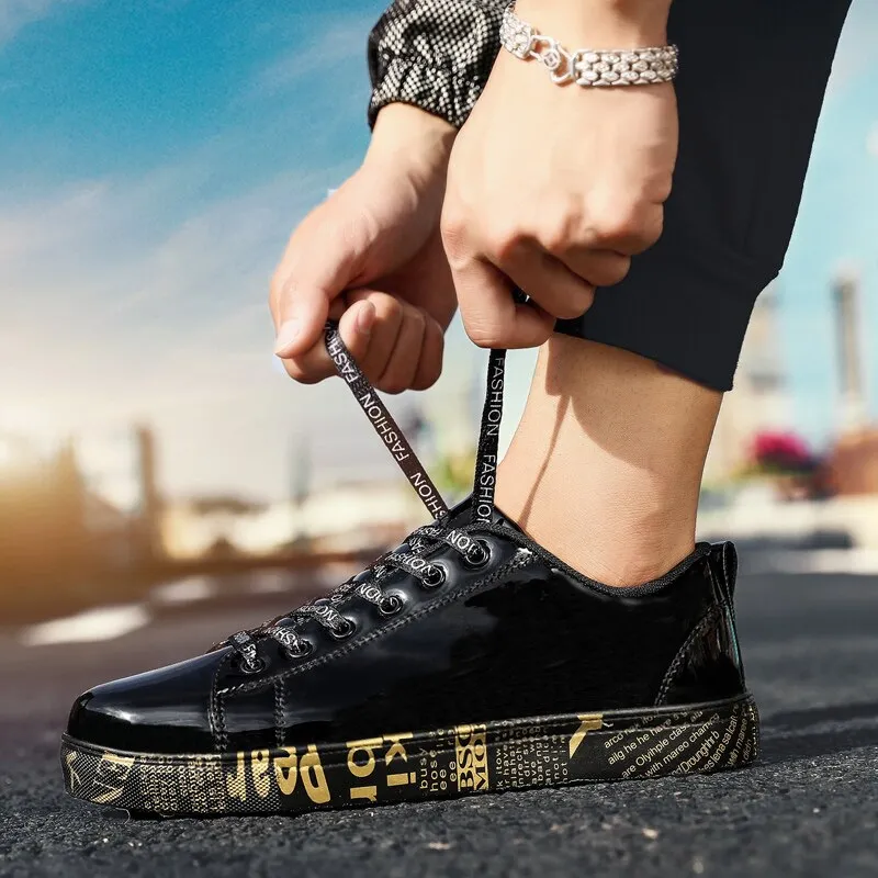 Jinquedai Cool Men Women High Top Gold Glitter Sneakers Lace Up Platform Flats Gold Shoes Man Sequins krasovki Bling Shoes Ins