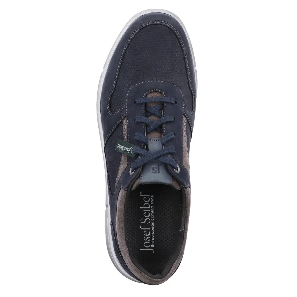 Josef Seibel Men's Enrico 01 Leather  Casual Shoes Trainers Indigo Blue