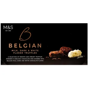 M&S Food Belgian Chocolatier Milk, Dark & White Flaked Truffles 200g