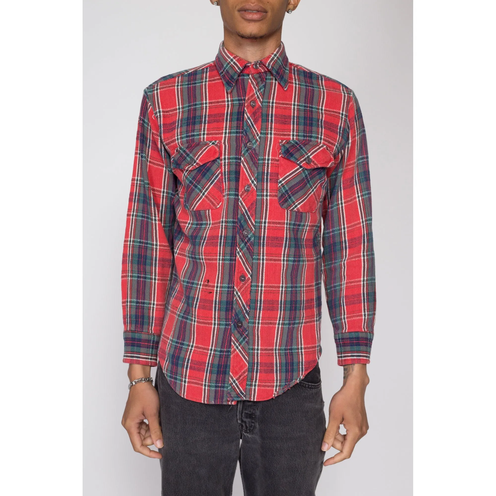 Medium 80s Kingsport Red Plaid Flannel Shirt l