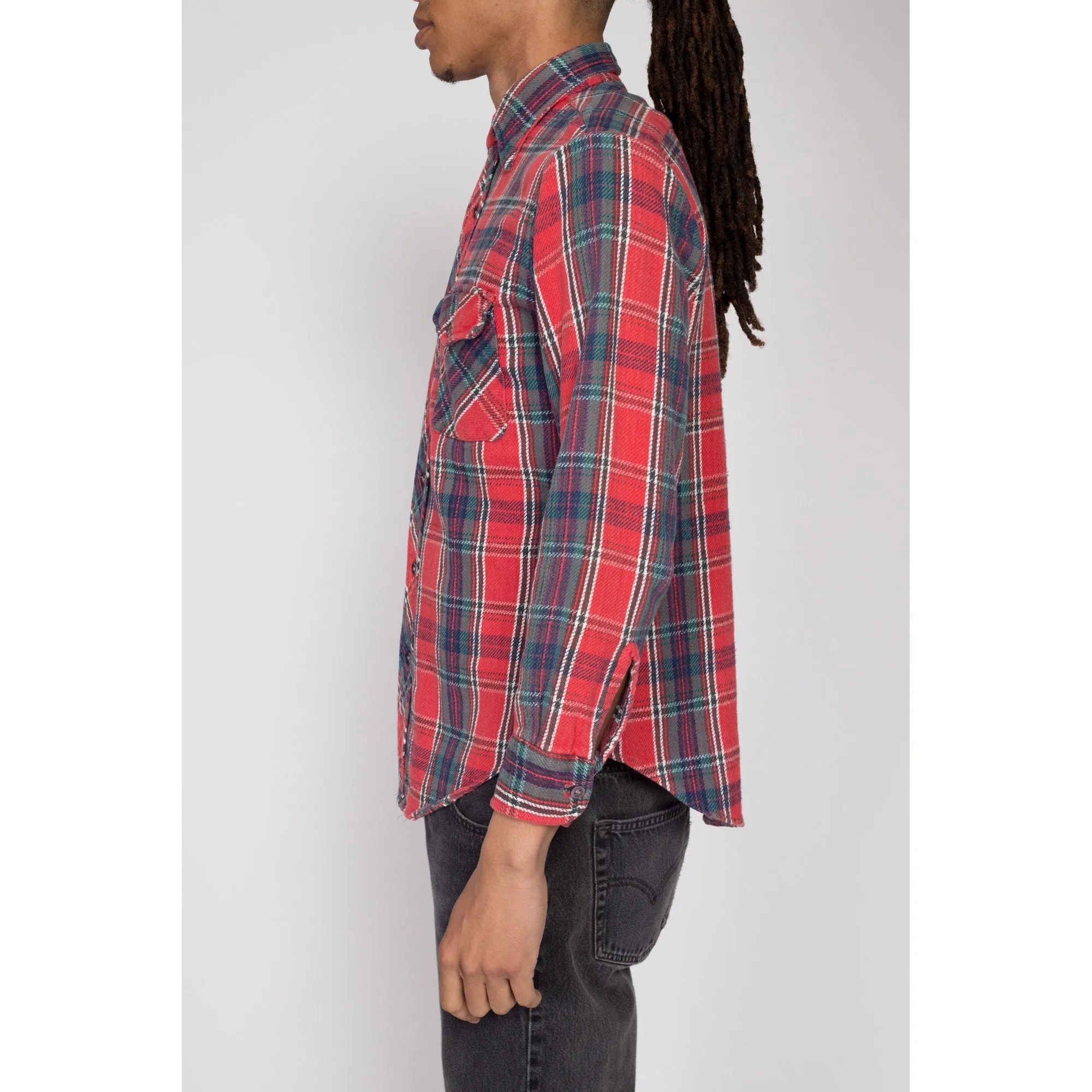 Medium 80s Kingsport Red Plaid Flannel Shirt l