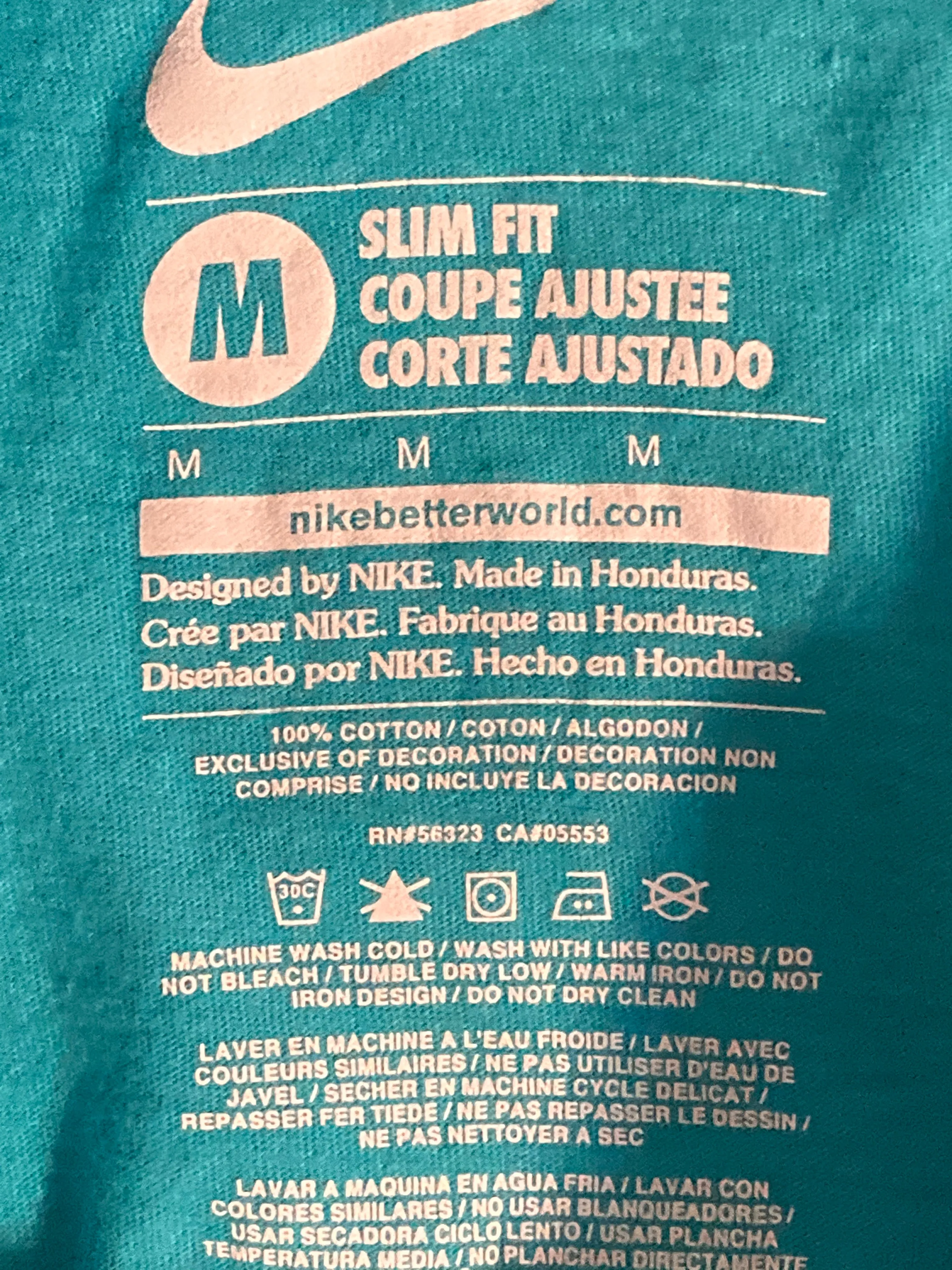 NIKE "STRONG IS THE NEW BEAUTIFUL" SLIM FIT Graphic Print Adult M Medium MD Teal T-Shirt Tee Shirt