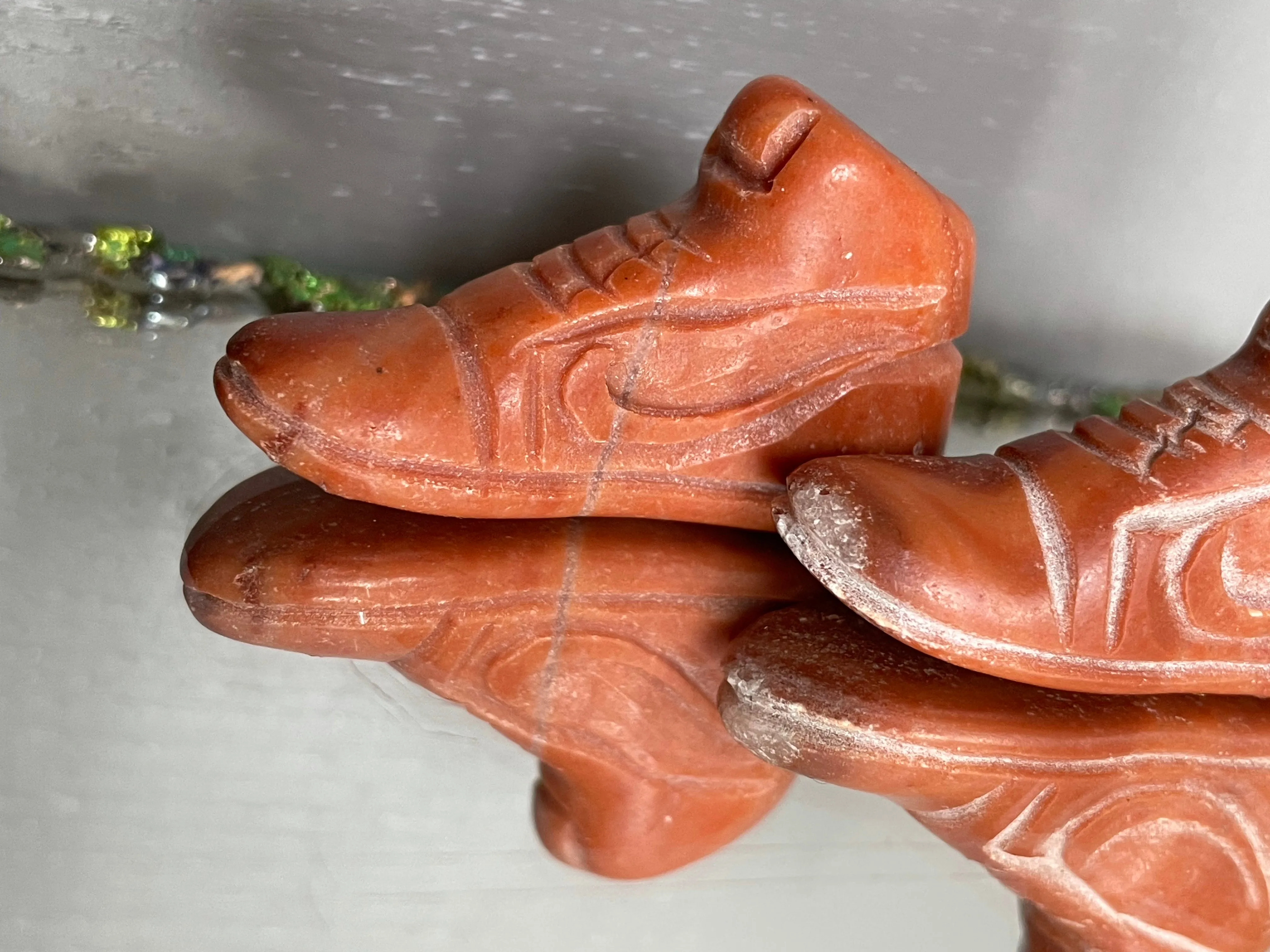 Red Jasper Crystal Gemstone Nike Shoe Carving