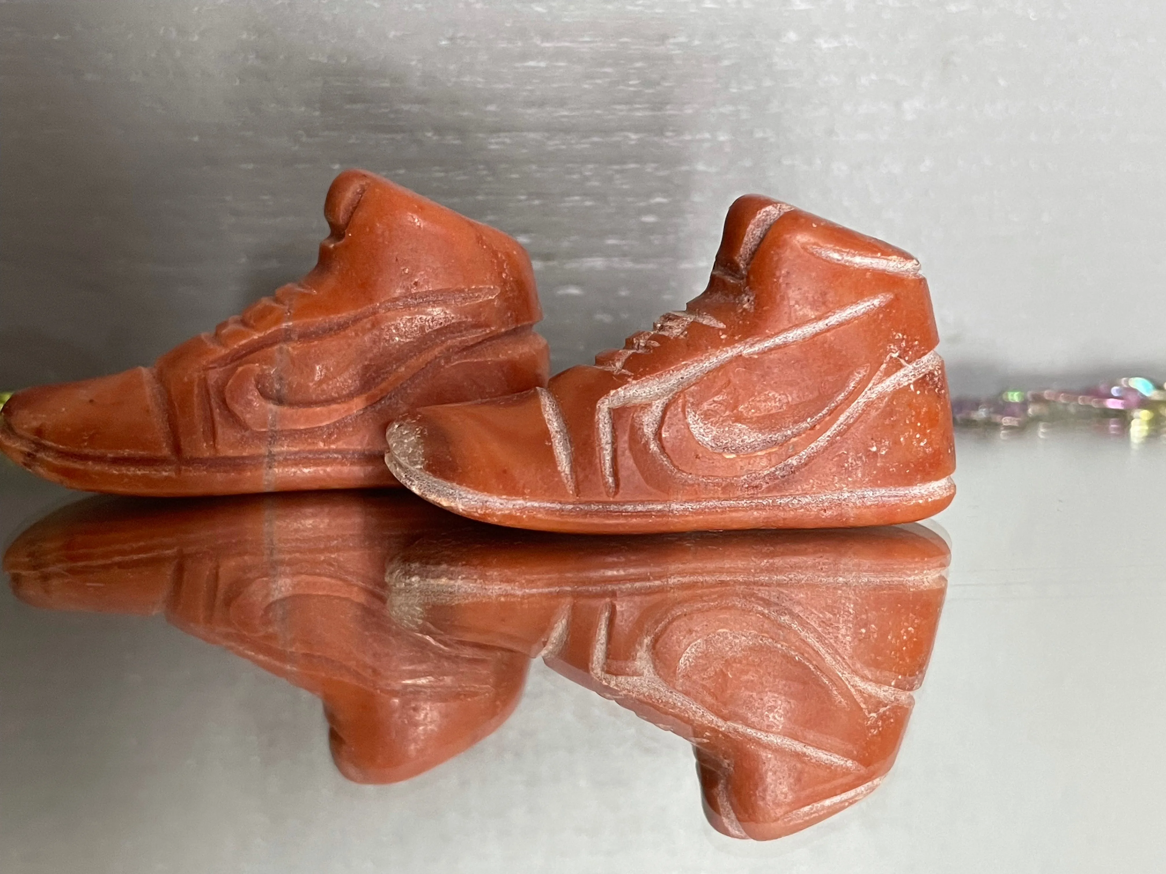 Red Jasper Crystal Gemstone Nike Shoe Carving