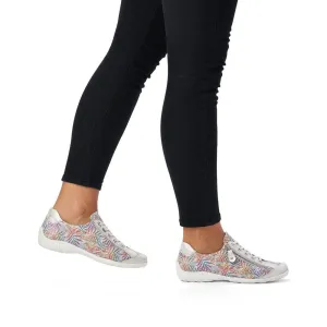Remonte Tropical Print Leather Lace & Zip Up Trainer