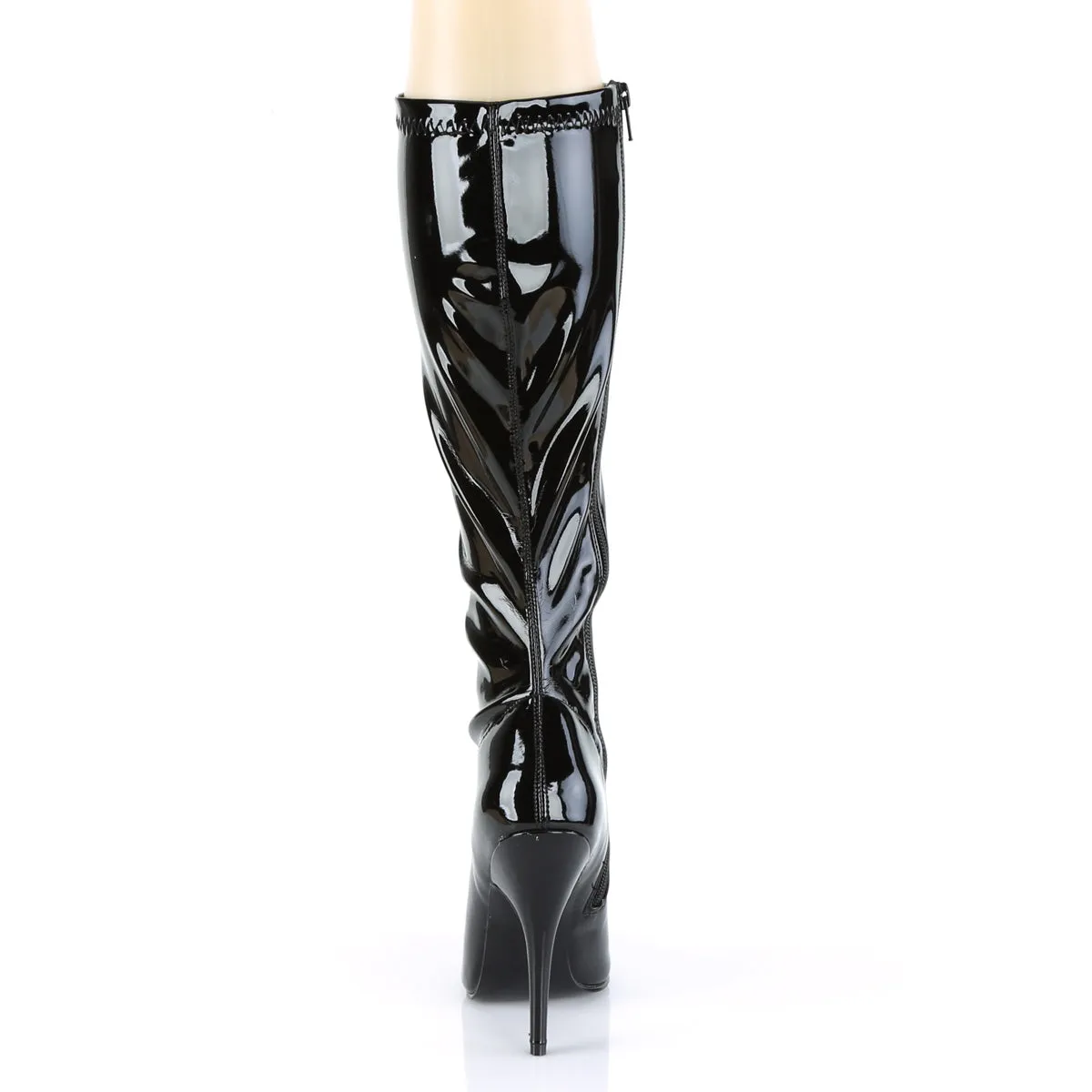 SEDUCE-2000 Pleaser Black Patent Sexy Single Sole Shoes (Fetish Footwear)