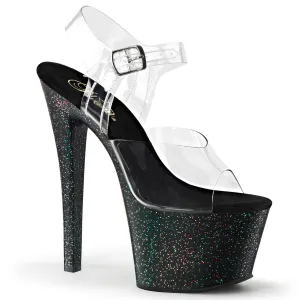 SKY-308MG 7 Inch Heel Clear and Black Pole Dancer Platform Sexy Shoes