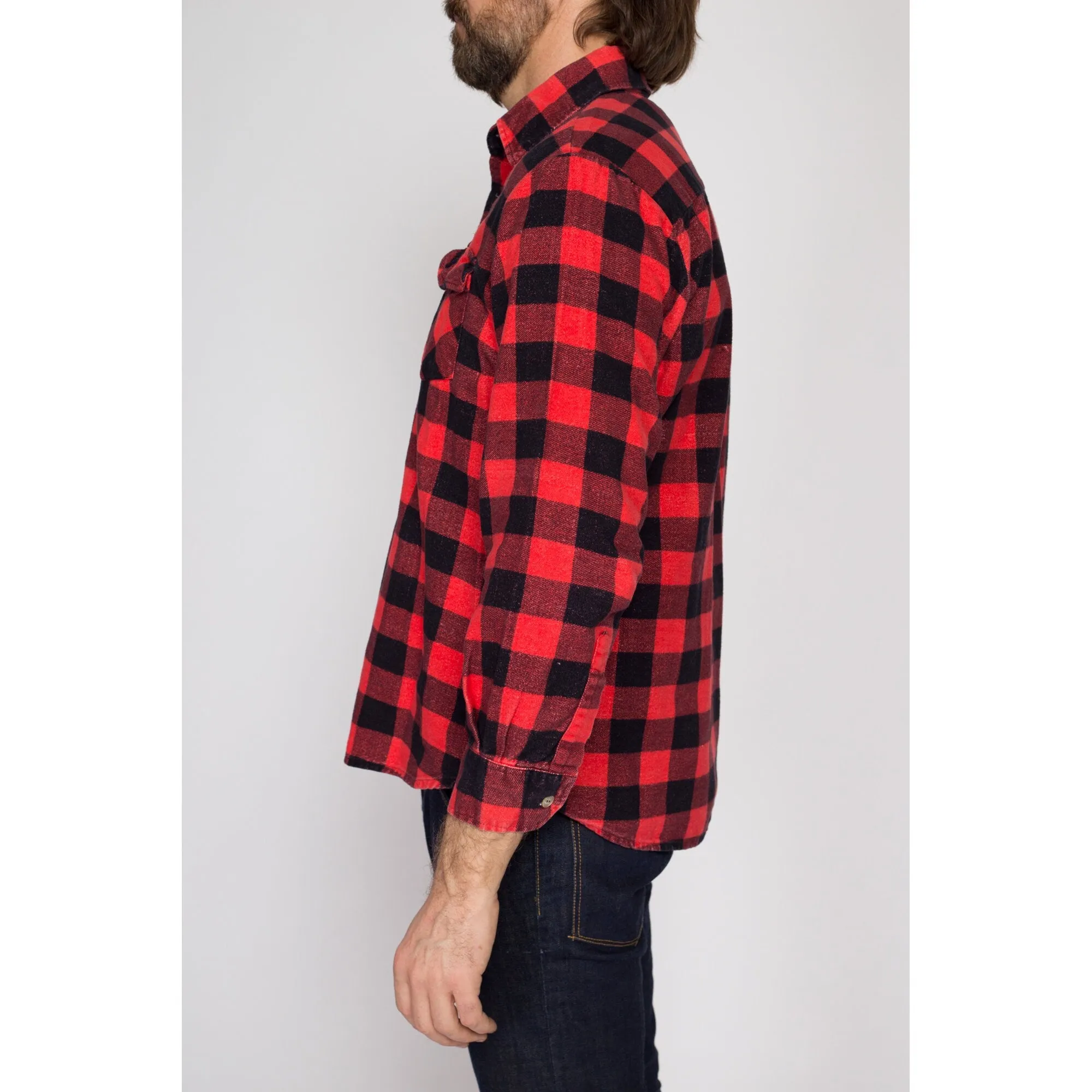 Small 80s Buffalo Plaid Cotton Flannel Shirt