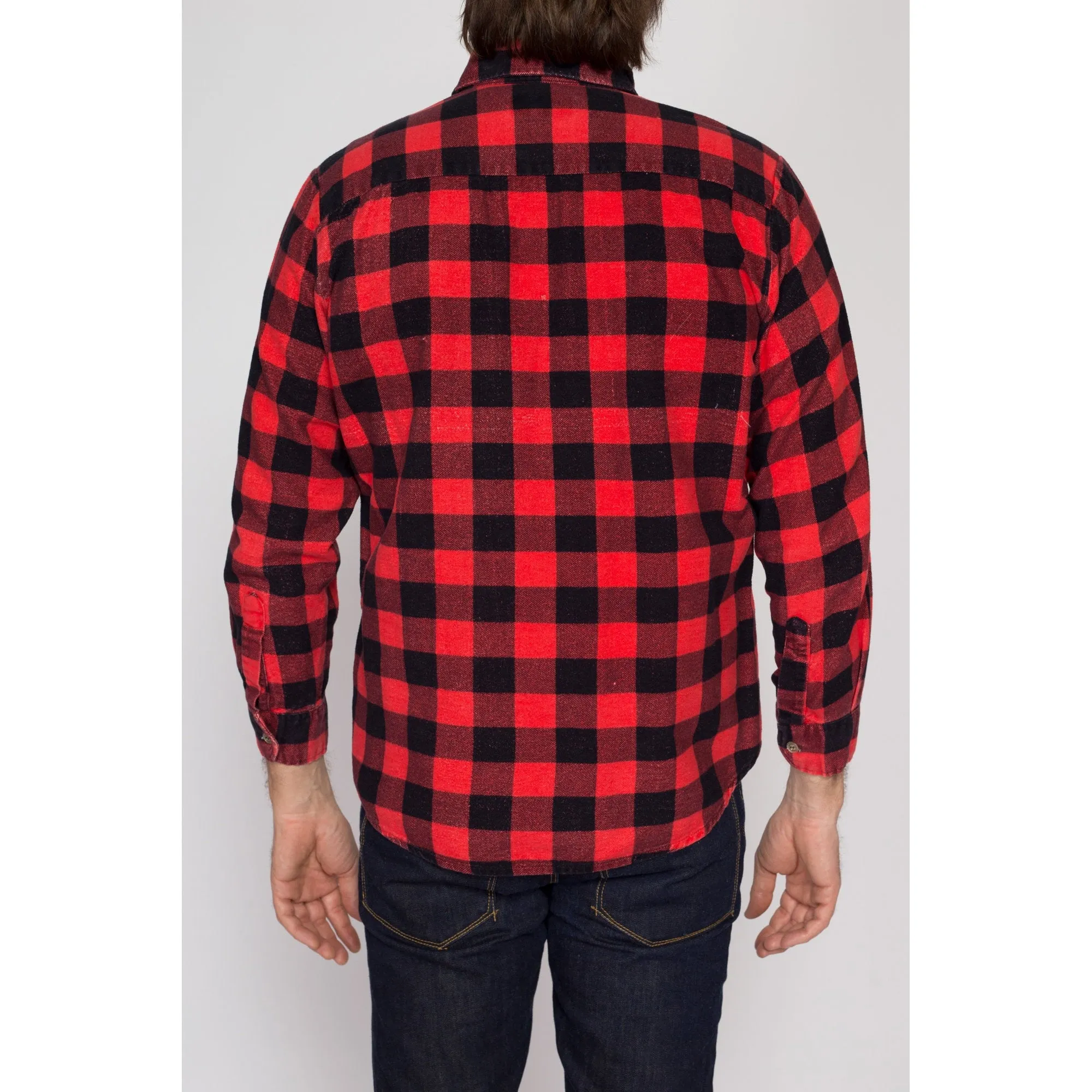 Small 80s Buffalo Plaid Cotton Flannel Shirt