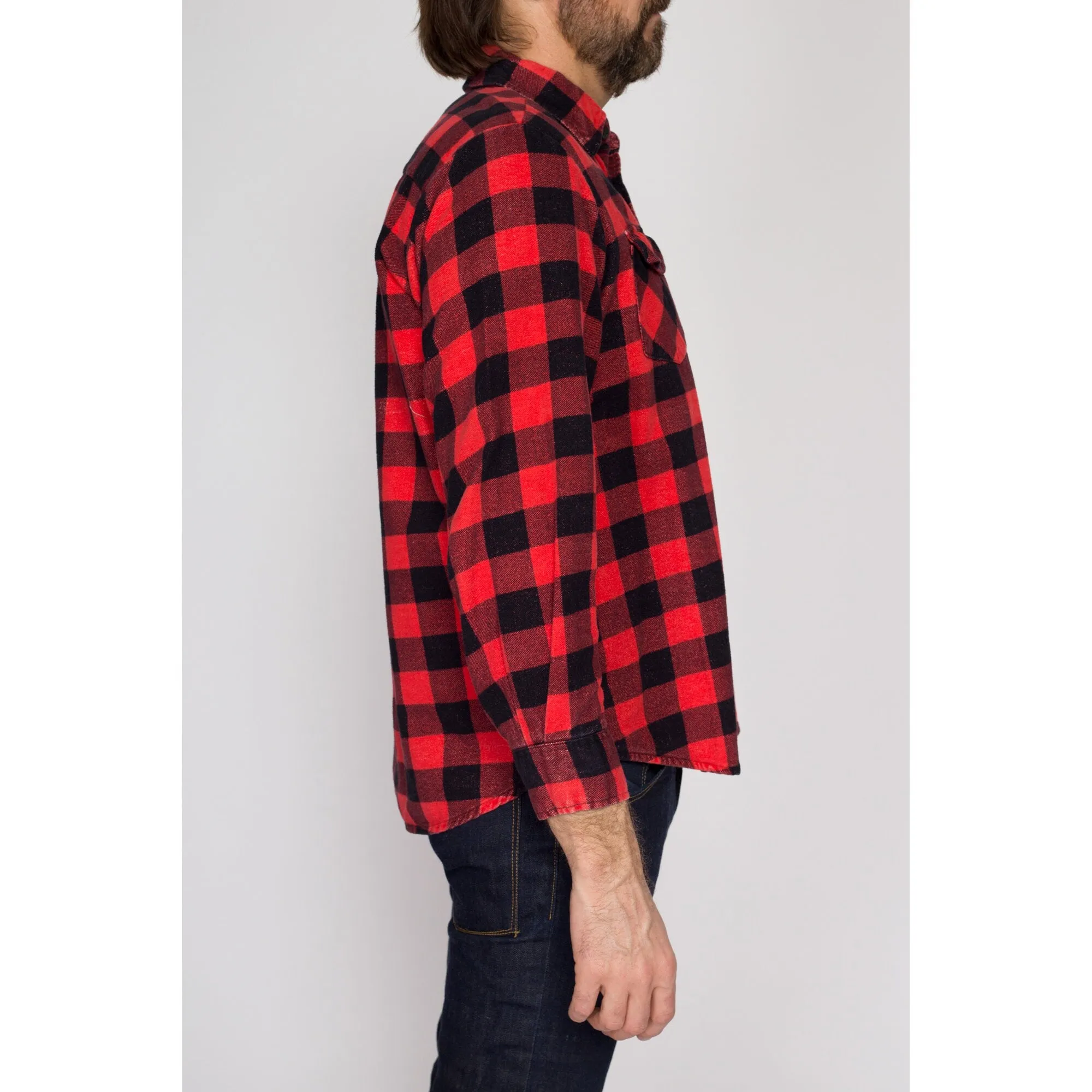 Small 80s Buffalo Plaid Cotton Flannel Shirt
