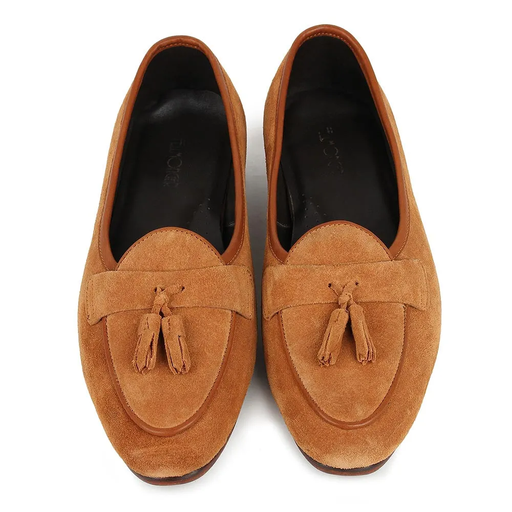 Suede Sleek Belgian Tassel Loafers