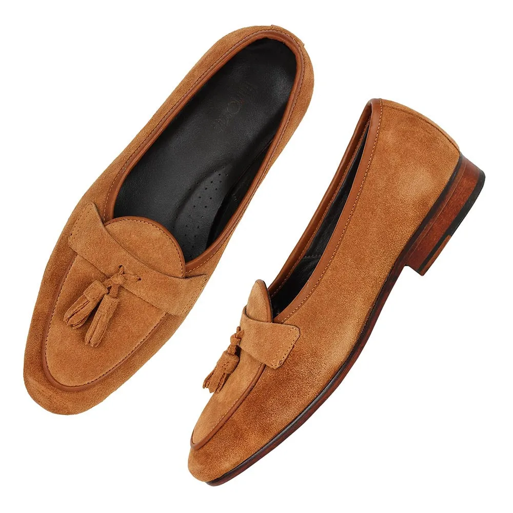 Suede Sleek Belgian Tassel Loafers