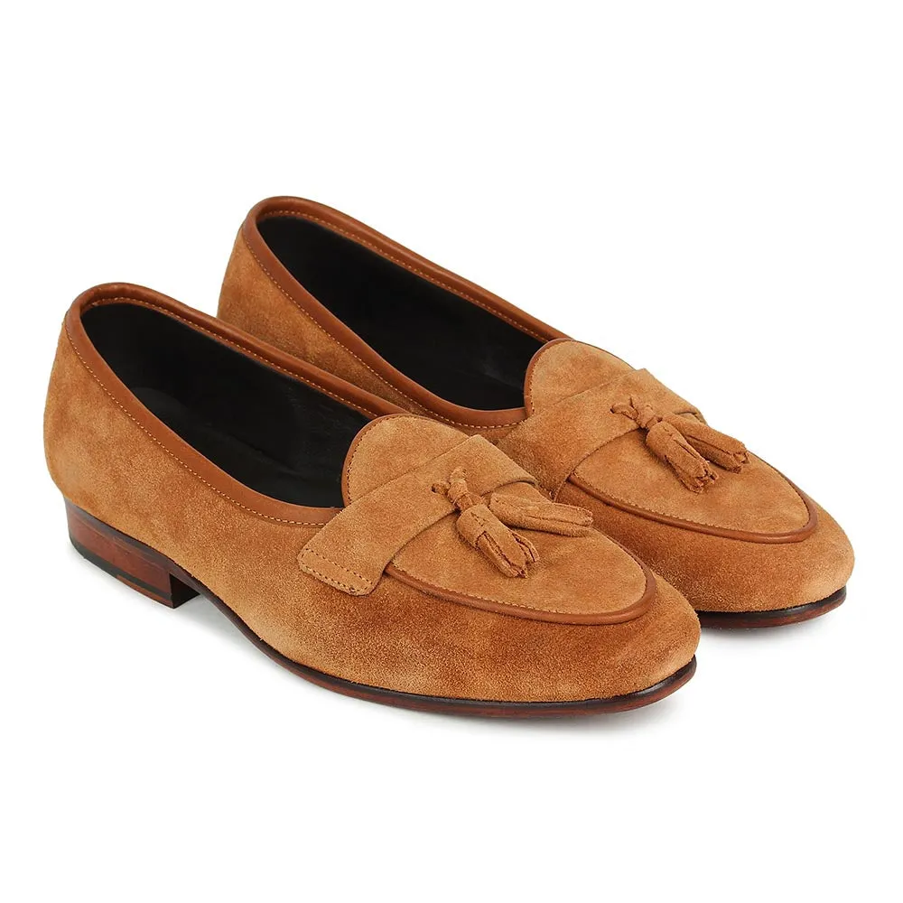 Suede Sleek Belgian Tassel Loafers