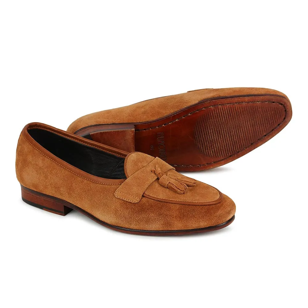 Suede Sleek Belgian Tassel Loafers