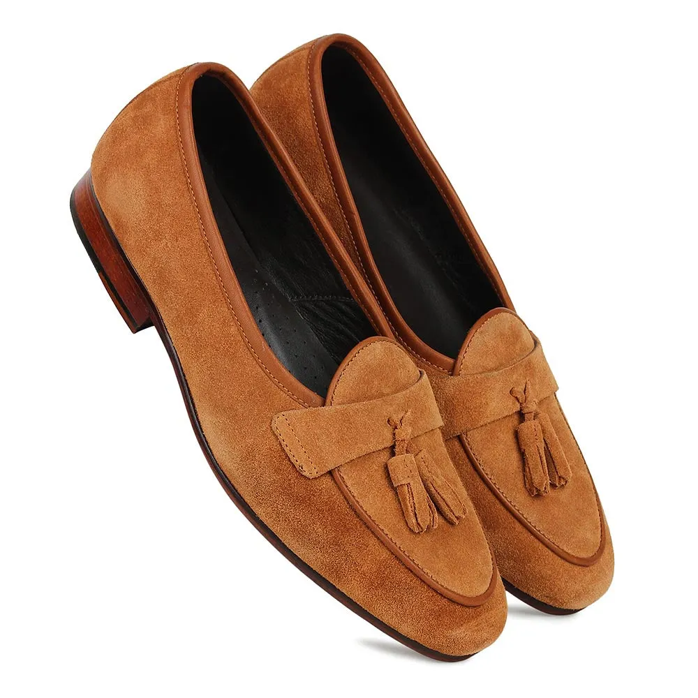 Suede Sleek Belgian Tassel Loafers