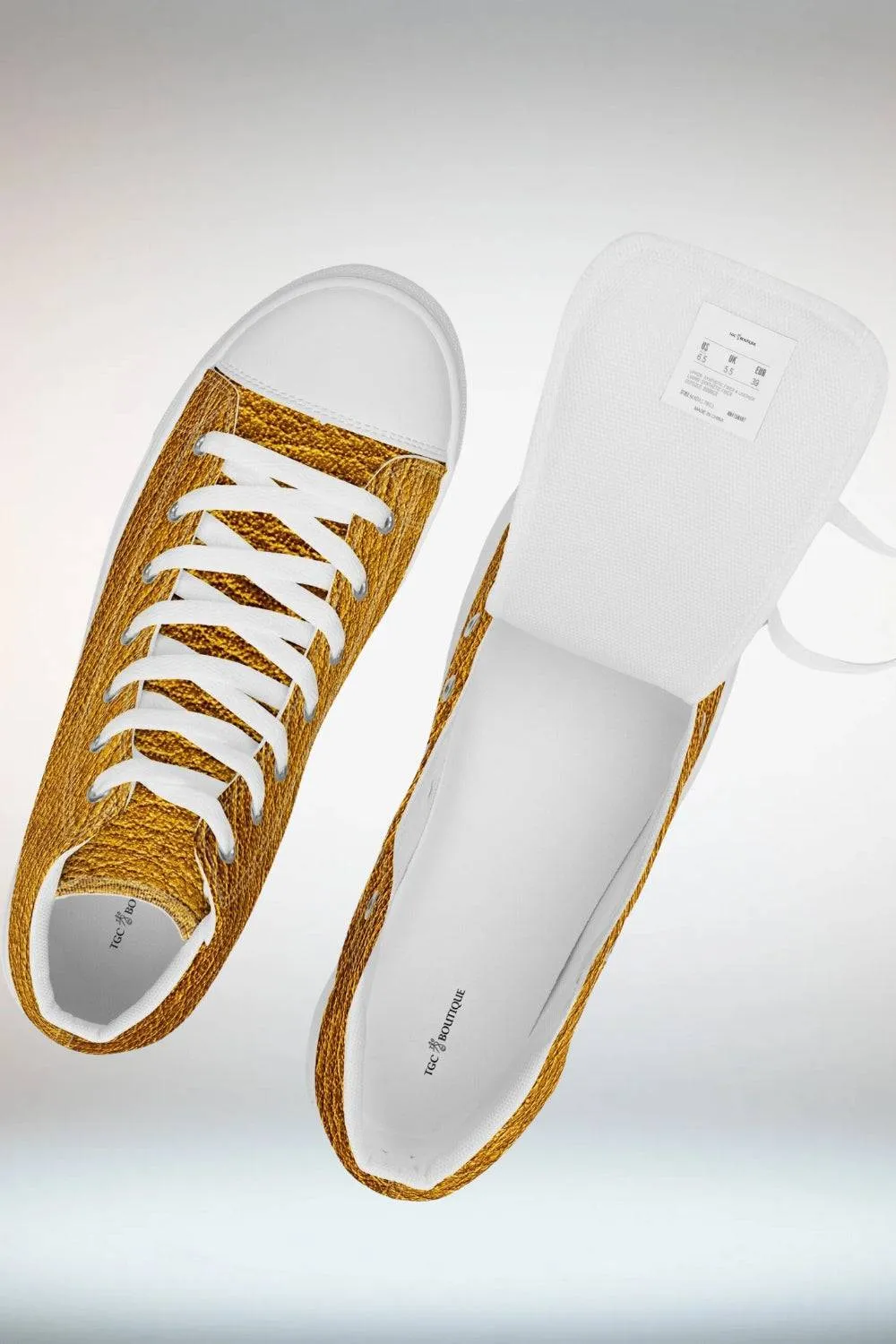 TGC Boutique Gold High Top Canvas Shoes