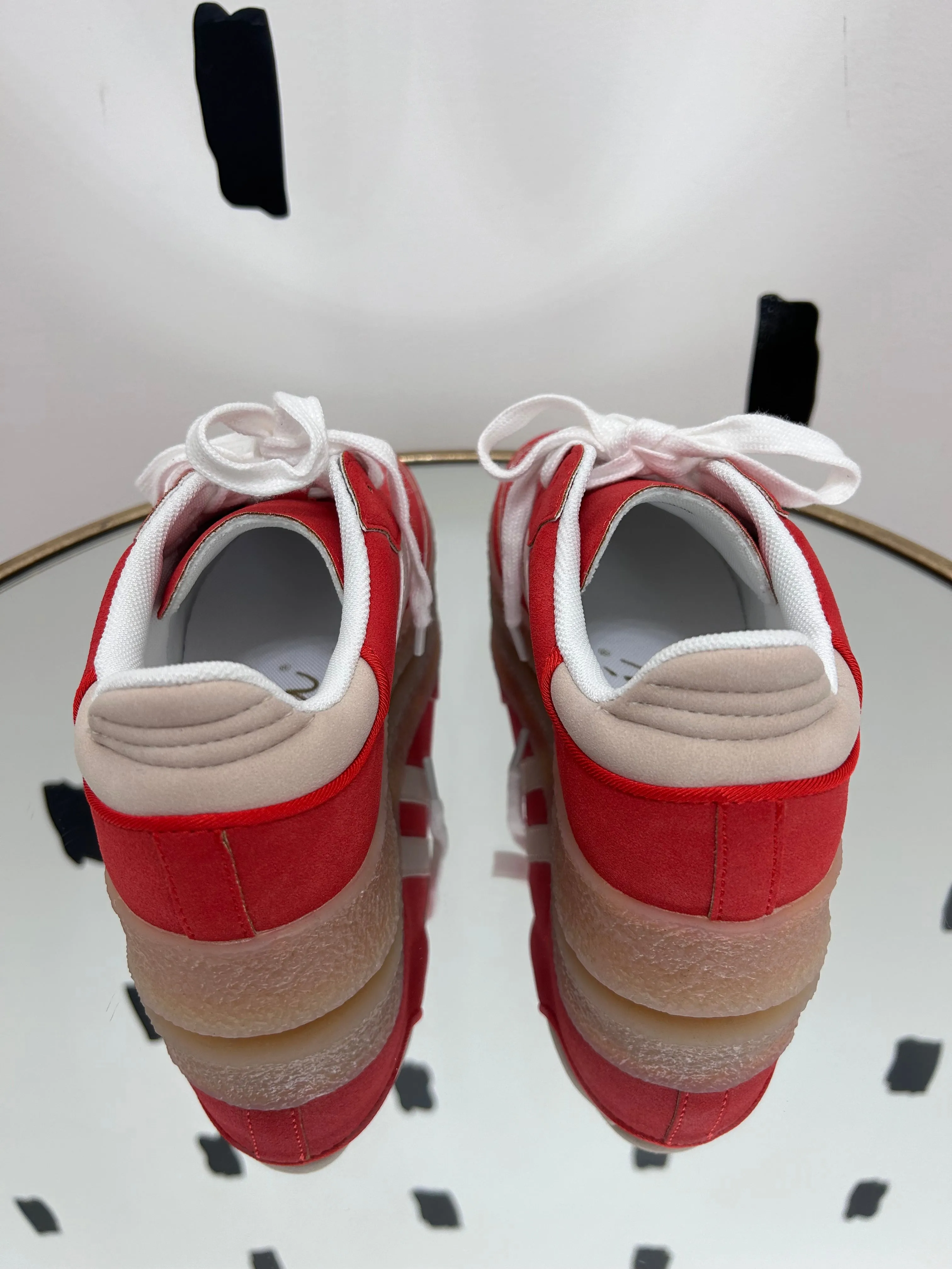 Vintage Red Double Side Stripe Sneakers