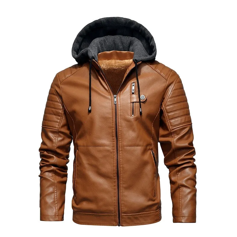 West Louis Biker Fleece Thicken Motorcycle Leather Jacket