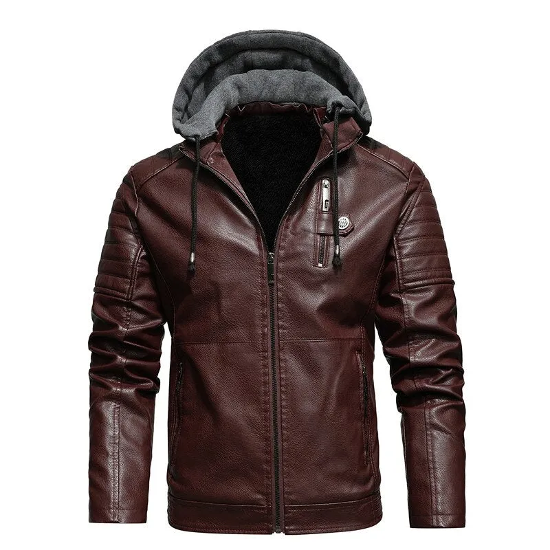 West Louis Biker Fleece Thicken Motorcycle Leather Jacket