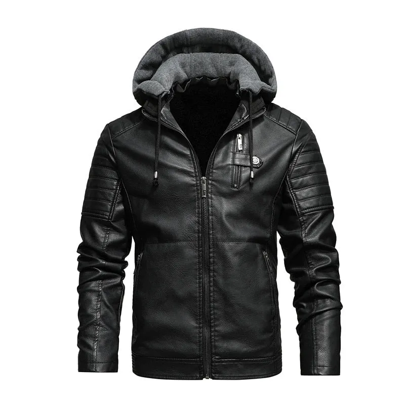 West Louis Biker Fleece Thicken Motorcycle Leather Jacket