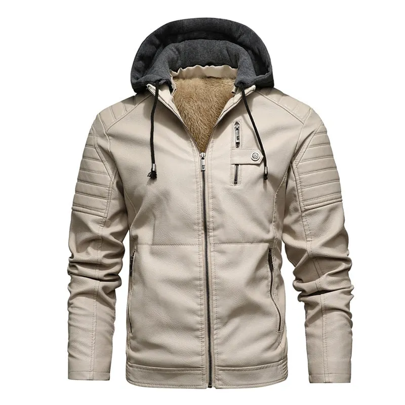 West Louis Biker Fleece Thicken Motorcycle Leather Jacket